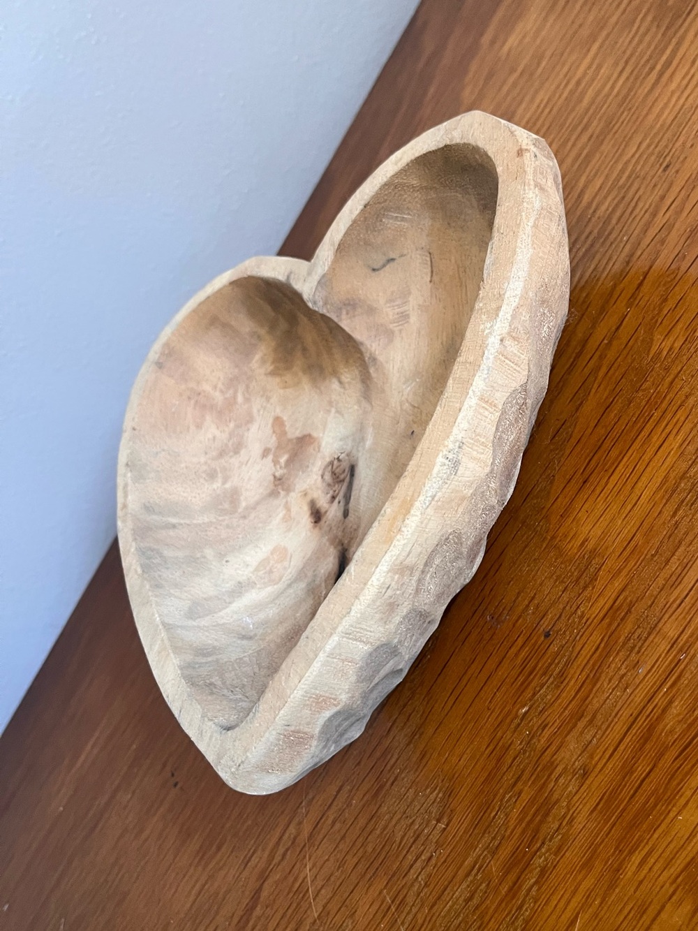 Beautiful Hand Carved Wooden Heart Bowl